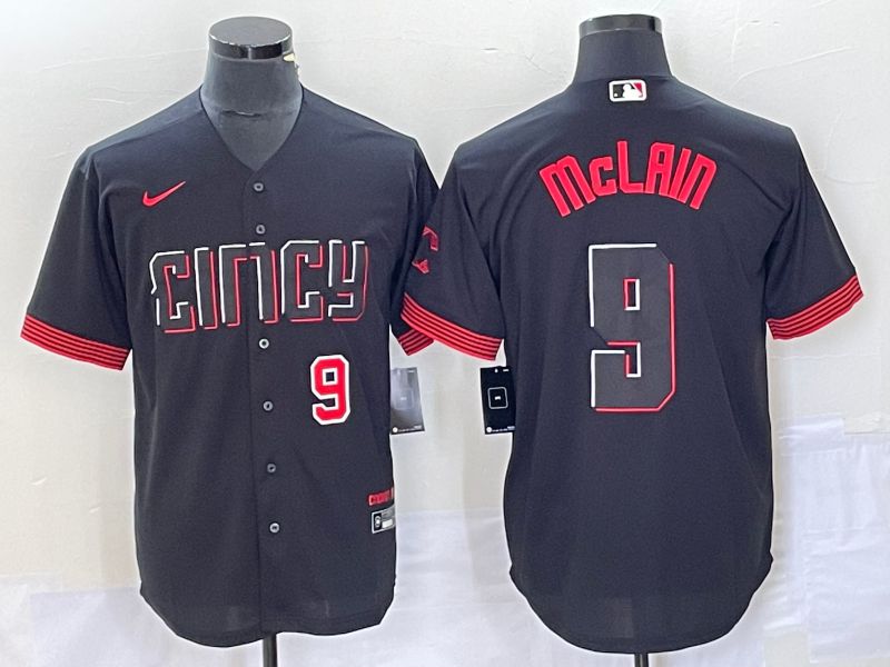 Men Cincinnati Reds #9 Mclain Nike Black 2023 City Connect Replica Player MLB Jersey7->cincinnati reds->MLB Jersey